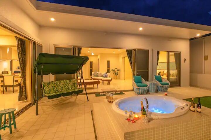 【Ocean Front Villa】今帰仁村古宇利島 宿泊運営中VILLA  Carmus  室外ジャグジー　システムキッチン　2LDK　宿泊運営・企業保養所・セカンドハウスに