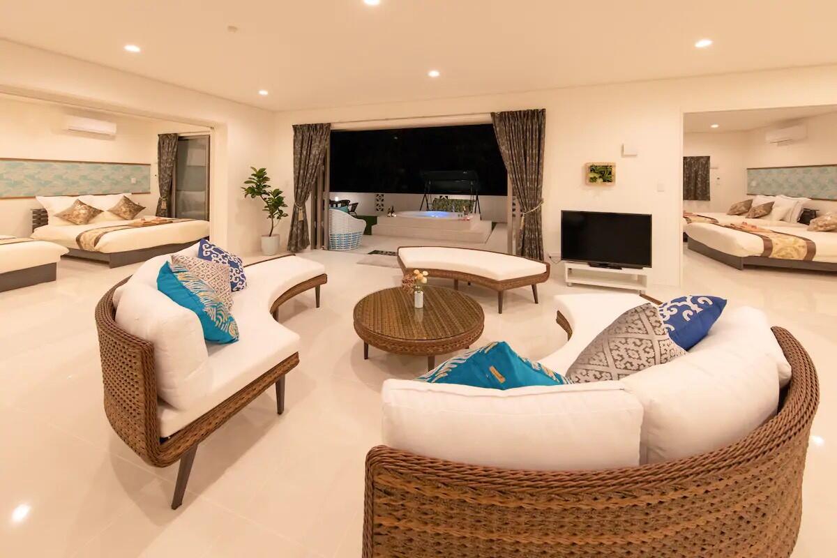 【Ocean Front Villa】今帰仁村古宇利島 宿泊運営中VILLA  Carmus  室外ジャグジー　システムキッチン　2LDK　宿泊運営・企業保養所・セカンドハウスに